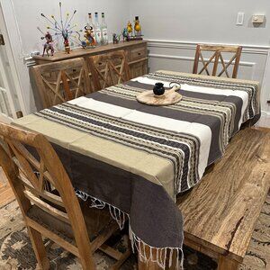 79'' Tablecloth from Oaxaca Mexico made with Handloom fabric. Handmade